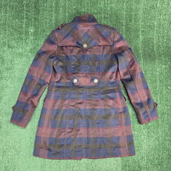 Vintage Coogi Women's Plaid Wool Blend Coat Jacket Size Small Pea Coat Y2K - Picture 9 of 11